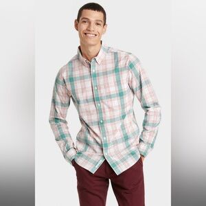 Men's Plaid Shirt in Green and Red